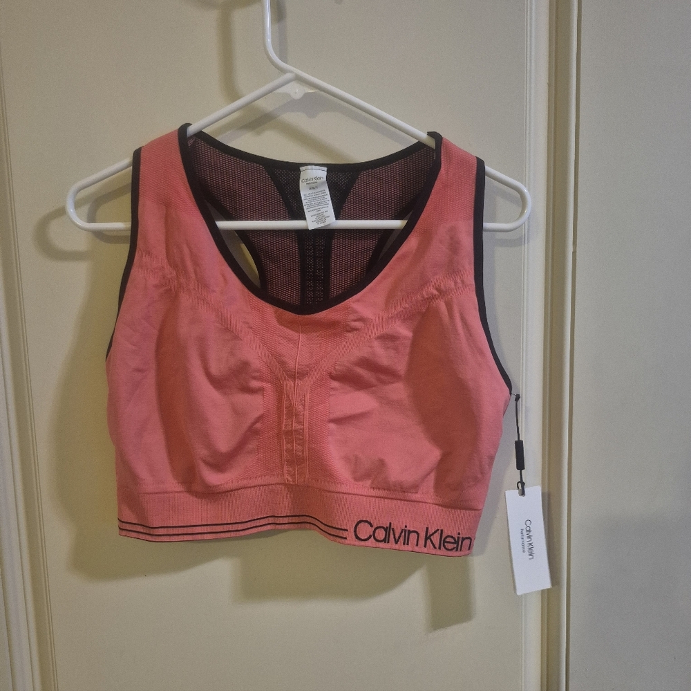 NWT Calvin Klein Reversable Pink And Black Sports Bra
